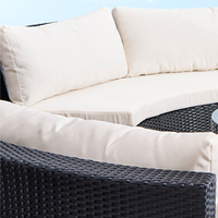 Juego de sofás de ratán de mimbre de media luna curvo modular moderno para patio al aire libre, jardín, patio o muebles de sala de estar