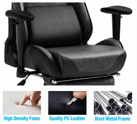 Chaise de jeu ergonomique pivotante en acier inoxydable avec grand siège, design contemporain, mobilier de bureau, extensible, en cuir PU, avec fonction massage et réglage en hauteur