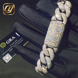 Moissanite 15mm 925 Sterling Silver VVS Moissanite Diamond <b>Iced</b> <b>Out</b> Cuban Link <b>Chain</b> Hip Hop Jewelry Bracelet Cuban Link - Product Image 4