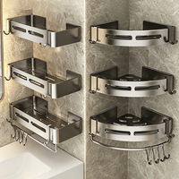 Étagère d'angle murale moderne double rectangulaire sans perçage avec design détachable pour salle de bain et toilettes