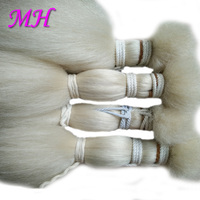 Extensions de cheveux humains artificiels non-Remy lavées, couleurs blanc/gris/noir, paquet de 500g pour perruques de clown et barbes de Père Noël