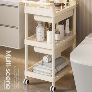 Portable <strong>Plastic</strong> Utility Rolling <strong>Cart</strong> Storage Organizer <strong>Cart</strong> with Wheels Multi-Purpose Trolley <strong>Cart</strong> Storage Rack for House Salon - Product Image 5