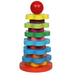 Juguete de Madera para Apilar Anillos, Juego de Reconocimiento de Colores, Torre de Arcoíris de Madera para Niños Pequeños - Product Image 5