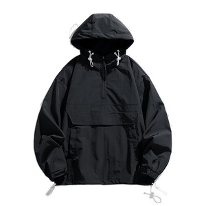 Aoyema Custom Fashionable Label 1/4 Zip up Coat Wholesale Casual <strong>Men</strong> Windbreaker Breathable Sports <strong>Pullover</strong> Loose <strong>Jacket</strong> - Product Image 6