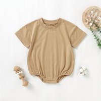 Barboteuse Bébé Bleu Ardoise Personnalisée Coupe Ample et Souple pour l'Été 100% Coton Biologique Vêtements Bébé pour Filles et Garçons