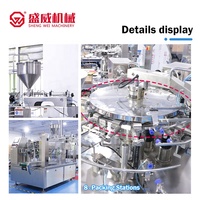Machine de remplissage et d'emballage pour sachets préformés (doypack, stand-up, scellables) pour lait, huile de palme, miel, yaourt, boissons, soupe, confiture, shampoing, beurre, crème