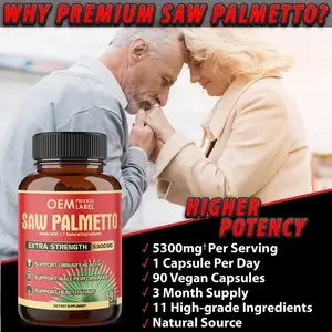 Cápsulas de Saw Palmetto hechas con 11 ingredientes naturales Suplemento de hierbas para la salud de la próstata para hombres Suplemento para el cabello Salud urinaria