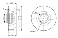 XH310FLW5A 110W IP44 Kugellager 380V 1400RPM AC-Serie FLW Rückwärtsgekrümmter Radialventilator mit Aluminiumlegierungsflügeln