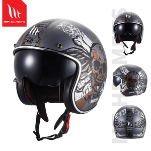 Casque modulaire demi-face vintage MT Helmets Cruiser CE/ABS 4 saisons à dégagement rapide en cuir rétro, neuf, directement de l'usine - Product Image 2