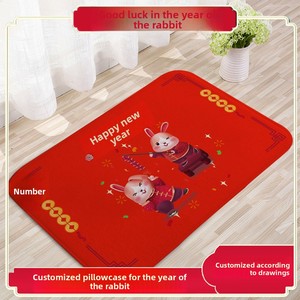 Tappetino d'<span class=keywords><strong>Ingresso</strong></span> Festivo Rosso con Stampa di Coniglietti per il 2023, Design Animale Carino, Lavabile a Mano, per <span class=keywords><strong>l</strong></span>'<span class=keywords><strong>Ingresso</strong></span> di Casa - Product Image 2