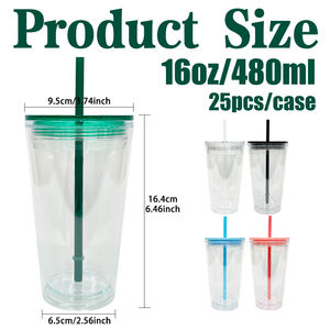 <strong>Wholesale</strong> 16oz 24oz BPA Free Double Wall Acrylic Tumblers Clear Plastic Soda Beer Coffee Mug for <strong>Snow</strong> <strong>Globe</strong> and UV DTF Wraps - Product Image 6