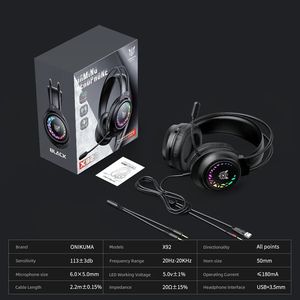 ONIKUMA X92 Gaming Headset <b>Wired</b> with <b>Microphone</b> Stereo LED Light USB and 3.5mm Plug Affordable Headset for Computer Laptop - Product Image 5
