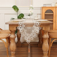 Chemin de table rectangulaire en dentelle brodée de luxe, en organza, avec découpe, sets de table carrés beige brun avec macramé pour la décoration de la maison