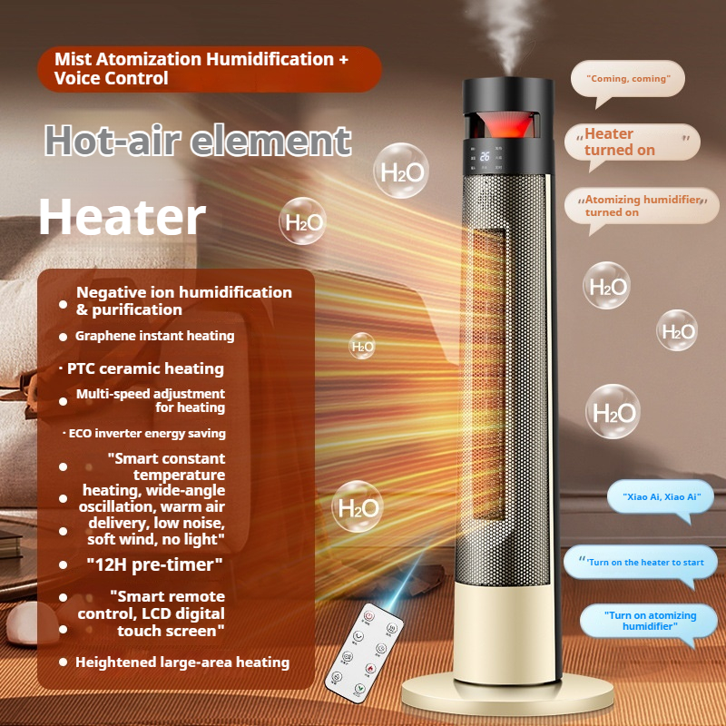 Calefacción integral de vanguardia para toda la casa con humidificación por voz AI, color beige llama.