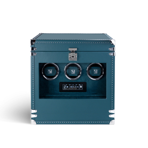 Scatola Carica <span class=keywords><strong>Orologi</strong></span> di Lusso Automatica in Pelle Microfibra Blu-Grigiastro Accessorio Premium per <span class=keywords><strong>Collezione</strong></span> di <span class=keywords><strong>Orologi</strong></span> - Product Image 2