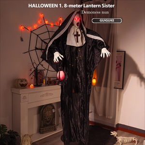 Linterna de mano de Halloween con diseño de caballo, demonio, monja, fantasma colgante, ojos brillantes, decoración colgante de ambiente de terror en blanco y negro - Product Image 3