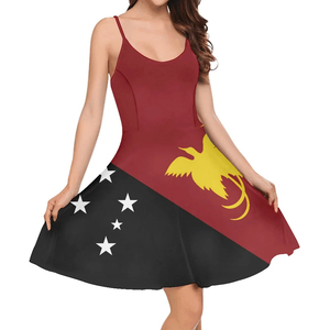 Papúa Nueva Guinea Tribal patrón estampado Sling vestido verano mujeres tirantes cuello redondo <span class=keywords><strong>de</strong></span> talla grande playa falda vestidos casuales - Product Image 6
