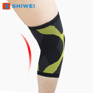 Genouillères Shiwei respirantes antidérapantes en nylon tricoté, protection sportive unisexe, jaune et bleu - Product Image 4