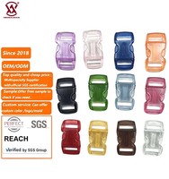 Boucle latérale transparente en plastique à dégagement rapide, haute résistance, couleurs variées, pour collier de chien, sac à dos, sangle de ceinture, vente en gros