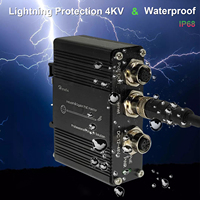 Injecteur Ethernet PoE Gigabit industriel M12, entrée large plage de tension 12~48VDC, max. 30W, IEEE802.3af/at, montage mural sur rail DIN EN50155