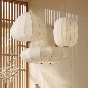 Chinese Style Silk Pendant Lamp Oval Shape <b>Led</b> <b>Light</b> For Hotel Guesthouse Tea Room Study Room Lighting Fixture - Product Image 4