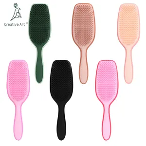 Vendita calda rosa bagnato tutti i tipi di capelli manico lungo spazzola districante di lusso spazzola per capelli personalizzata per capelli bagnati