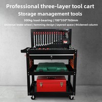 Chariot à outils FELLCO à trois niveaux, chariot de réparation automobile avec tiroirs, panneau latéral, chariot mobile multifonctionnel pour le rangement domestique des pièces KC-801