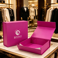Boîtes rigides pliables magnétiques de luxe écologiques, couleur magenta, impression personnalisée, emballage cadeau pour vêtements et sous-vêtements