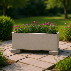 Jardinière rectangulaire en béton de 42 pouces, grise, durable, pour l'intérieur et l'extérieur, pots à fleurs pour la décoration de jardin et de maison - Product Image 2