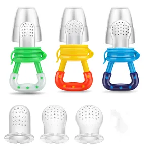 Babies Toddlers Infants BPA-Free Silicone Pouches Training Massaging Toy Teether Baby Fresh Fruit Food Feeder Nibbler Pacifier