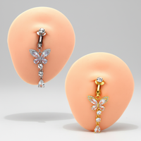 Faux piercing de nombril en acier inoxydable plaqué or, piercing de nombril tendance, bijoux de corps à la mode pour femmes et hommes