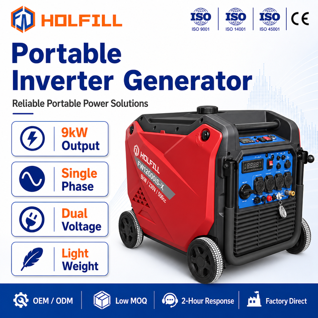 Durable Portable Inverter Generator 9kW Single Phase Dual Voltage Light Weight 500cc for Home Construction Use