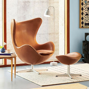 Poltrona a Uovo in Pelle PU Stile Nordico <span class=keywords><strong>con</strong></span> <span class=keywords><strong>Gambe</strong></span> in Acciaio Inox e Regolazione Meccanica - Arredamento per Soggiorno - Product Image 5