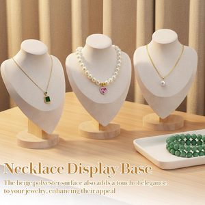 Small <b>Wooden</b> Leather Jewelry, White Necklace, <b>Clothes</b> Hanger, Half Body Portrait Display, Organizer, Mannequin Stand - Product Image 2