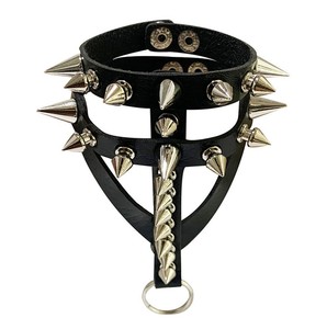 <span class=keywords><strong>Rock</strong></span> alternativo Punk all'ingrosso genuino personalizzato da uomo in pelle nera polsino protezione bracciale ampio bracciale bracciale - Product Image 4