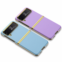 GKK pour Z Flip 3/4/5/6/7 Étui de téléphone en cuir électro-plaqué ultra-fin de luxe avec protection d'écran, étanche et antichoc
