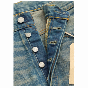 <span class=keywords><strong>Jeans</strong></span> da <span class=keywords><strong>Uomo</strong></span> a Gamba Dritta in Denim Pesante Selvedge, Vita Alta, Lavaggio Vintage, Blu Classico - Product Image 4