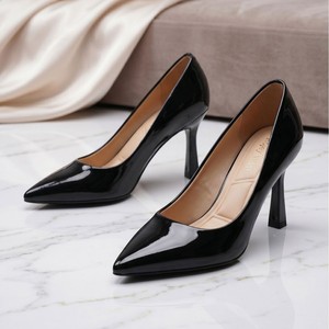 Zapatos de Tacón Alto Elegantes y Cómodos para Mujer, Marca Xuanhui, Color Rojo <span class=keywords><strong>Vino</strong></span>, Piel Sintética Charolada, Punta en Pico, 8cm, Antideslizantes - Product Image 4