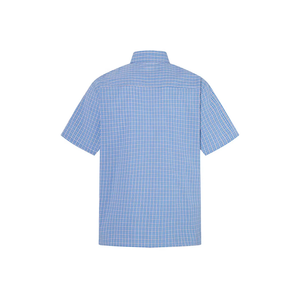 <span class=keywords><strong>Chemise</strong></span> à carreaux <span class=keywords><strong>vintage</strong></span> américaine rétro à manches courtes pour hommes et femmes, 100 % coton, haut décontracté ample d'été pour le quotidien - Product Image 2