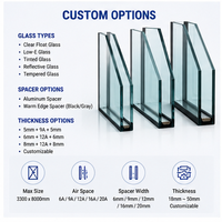 Unité de verre isolant double vitrage Low-E creux, résistant à la chaleur et au feu, à transmission lumineuse élevée, personnalisée pour mur-rideau à l'argon
