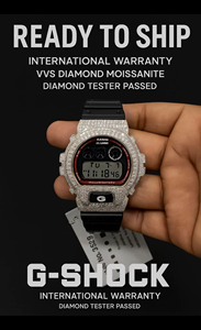 นาฬิกาข้อมือเพชรโมอิสซาไนต์ หน้าปัดสีดำ ขอบหน้าปัดแบบพรีเมียม ประดับเพชรเต็มหน้าปัด พร้อมหน้าปัดแสดงวันที่ จากผู้ผลิตในอินเดีย - Product Image 5