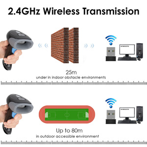 U20 Imagen CMOS de alta velocidad Escáner de código QR 1D/2D Lector de código de barras <span class=keywords><strong>USB</strong></span> con cable/inalámbrico 2,4G para decodificación de barra de mano Bluetooth - Product Image 5