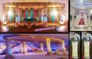 Mandap de boda de Pilar romano, mantel de Pilar romano blanco exclusivo, para boda real India - Product Image 5