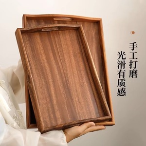 South American Walnut Wood Solid Wood <b>Tray</b> Rectangular <b>Tea</b> <b>Tray</b> Household Serving <b>Tray</b> For Coffee <b>Tea</b> Storage - Product Image 1