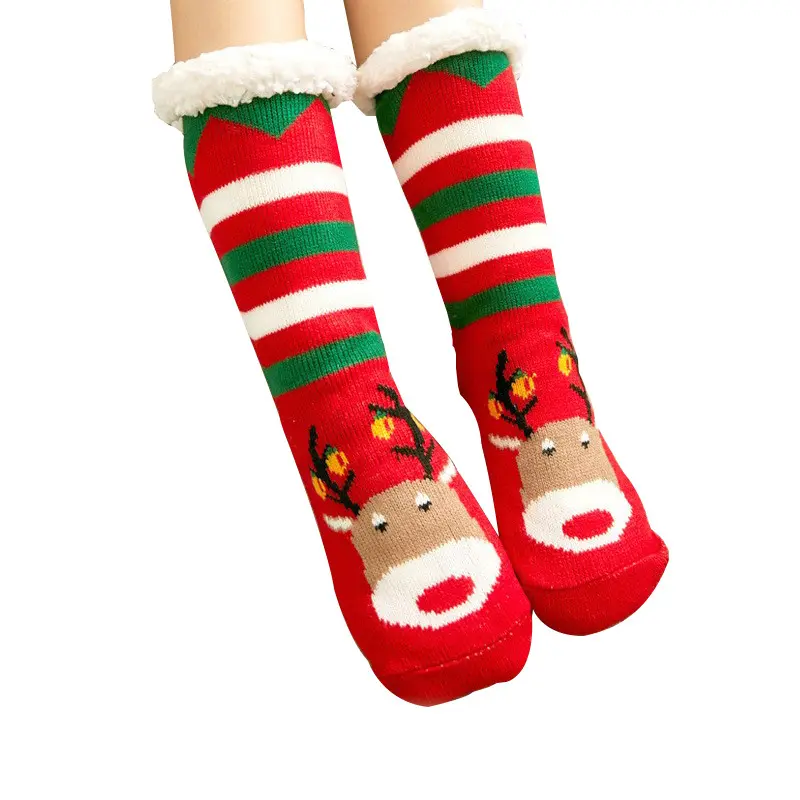 Women Thermal Socks Winter Snowflake And Fuzzy Thick Socks Slippers Warm Christmas Socks For Women