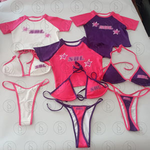 Biquínis personalizado Metal Logo Beachwear Swimwear String Swimsuit Fatos De Banho para As Mulheres Ativo Biquínis de duas peças Set - Product Image 3