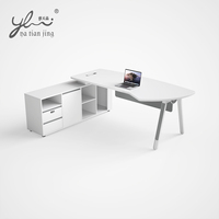Bureau de direction en bois, mobilier de bureau modulaire, bureau de direction au design moderne, plateau de table en bois gris, ensemble de bureau