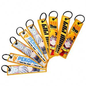 Porte-clés en tissu à motifs de dessins animés, étiquette de bagage, porte-clés brodé anime, porte-clés à impression par sublimation, étiquette de bagage jet tag - Product Image 2
