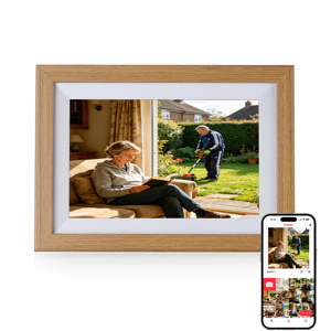 กรอบรูปดิจิตอล OEM ขนาด 10.1 นิ้ว กรอบไม้ หน้าจอสัมผัส WiFi ใช้แอป Frameo ไม่มีค่าใช้จ่าย - Product Image 1