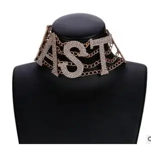 StoneFans Big Rhinestone Letter Choker Necklace Women 2019 NASTY SEXY Statement Necklaces Stars Jewelry